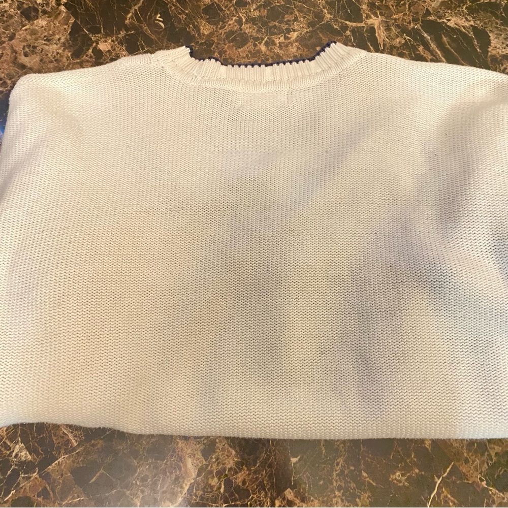 Eddie Bauer Vintage Preppy School girl cotton chunky Knit Vneck white sweater - Picture 7 of 8